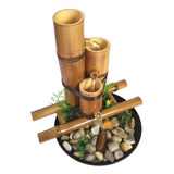 Fonte De Água Cascata Bambu E Pedras 3 Quedas