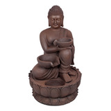 Fonte De Água Cascata Buda Flor Lotus Grande Luz Led Jardim