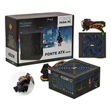 Fonte De Alimentação Atx Gamer450w Reais Silenciosa 127 220v Cor Preto