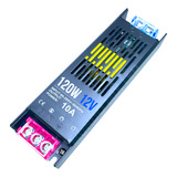 Fonte Metálica Slim Bivolt Para Fita De Led Neon Led Modulo Led 120w 10a 12v Slim Sem Barulho