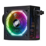Fonte Pc Gamer Atx 750w 120mm 80 Plus Bronze Preto Led Rgb