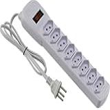 Force Line Filtro 8 Tomadas Elétricas Tripolares Incorporado Bivolt Gabinete Plástico PP Disjuntor Rearmável Indicador Luminoso De Funcionamento Branco
