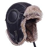 FORDALLIO Chapéu Caçador De Orelhas De Pele Sintética Para Clima Frio Chapéu De Caçador Russo Soviético Ushanka Trooper Pilot Cap Preto M G