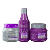 Forever Liss Kit Platinum Blond Shampoo Máscara Platinum Blond 250g Banho De Pérola 250g Matizador