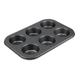 Forma Aço Inox Com 6 Cavidades Para Cupcake Empada Bolinhos