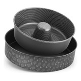 Forma De Bolo Assadeira Redonda Cone Pudim Cinza Oferta