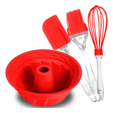 Forma De Bolo Conjunto 4 Pçs Silicone Espátula Pincel Fouet