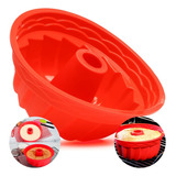 Forma De Bolo Em Silicone Pudim 22 Cm Redonda Antiaderente