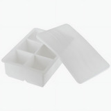 Forma De Gelo De Silicone 6 Cubos Grandes Com Tampa Branco