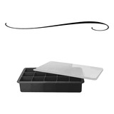 Forma De Gelo Em Silicone 15 Cubos Com Tampa Flexível Cor Preto
