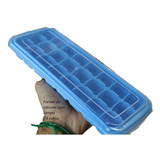 Forma De Gelo Papinha De Silicone 24 Cubos Azul Com Tampa