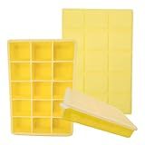 Forma De Gelo Silicone Com Tampa Livre De BPA Flexivel 15 Cubos De 27ml Cada Prática Resistente E Reutilizável Forma Para Papinha Gelatina Frutas FORMAGELO AMARELO