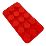 Forma De Gelo Silicone Redonda 15 Cubos 19 5cm Whisky Drinks Cor Vermelho