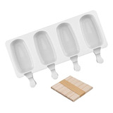 Forma De Picolé Sorvete Silicone Flexível 4 Parte 50 Palitos