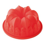 Forma De Silicone Bolo Pudim Assadeira Antiaderente 11cm Cor Vermelha