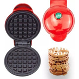 Forma De Waffle Elétrica Mini Máquia Formato Clássico Redond Cor Vermelho 110v