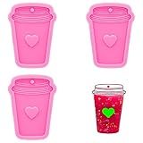 Forma De Xícara De Café Brilhante Brilhante Com Chaveiro De Coração De Amor Molde De Silicone Com Orifício Para Molde De Fondant Faça Você Mesmo Etiqueta De Bagagem Doces Cristal Sobremesas Pingente