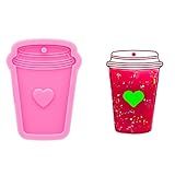 Forma De Xícara De Café Brilhante Brilhante Com Chaveiro De Coração De Amor Molde De Silicone Com Orifício Para Molde De Fondant Faça Você Mesmo Etiqueta De Bagagem Doces Cristal Sobremesas Pingente