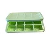 Forma Forminha De Silicone Porta Papinha Com Tampa Para Congelar Alimentos Introdução Alimentar Bebês BLW Livre De BPA 8 Cubos De 30ml Verde