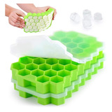 Forma Gelo Silicone Colmeia P garrafa Com Tampa 37 Cavidades Cor Verde