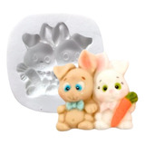 Forma Silicone Coelho Casal Confeitaria Biscuit Resina