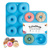 Forma Silicone Para Donuts E Rosquinhas 06 Cavidades Azul 