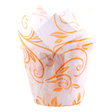 Formas Papel Tulipas Cupcakes muffin C 25 Branco E Laranja