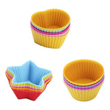 Forminhas De Silicone Cupcake 18uni Estrela Coração Redondo