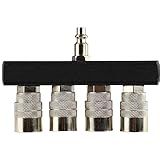 FORNAX Divisor De Ar De Coletor De Ar Reto De 4 Vias Divisor De Compressor De Ar Tipo Linha Com 4 Acopladores E Plugue Macho NPT De 1 10 2 Cm Soquete De Conexão Rápida Do Divisor De Mangueira Do