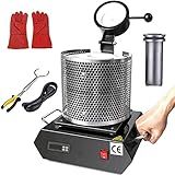 Forno De Derretimento De Ouro 1kg 2kg 3kg De Grafite Cadinho Elétrico Máquina De Forno De Fusão Digital 1800w Jóias De Fundição Metais Preciosos Ouro Prata Cobre Alumínio Black 1KG