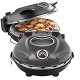 Forno De Pizza Elétrico Completo Italiano Para Cozinhar Em Casa Com A Família Grafite 110v Para Assar Pães E Tortas Com Prato De Cerâmica E Duplo Controle De Temperatura Superior E Inferior 430c