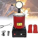 Forno Elétrico De Fundição De Ouro Máquina De Fundição De Aço Ouro Prata 1150 2102 Máquina Automática De Forno De Fusão Digital Com Cadinho De Grafite Vermelho 3KG