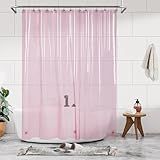 Forro De Cortina De Chuveiro - Forro De Chuveiro PEVA Rosa Transparente Premium Com 3 ímãs E Ilhós De Metal- Cortinas De Banheiro De Plástico Leve à Prova D-água Tamanho Padrão - Rosa Translúcido