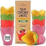 Forros De Cupcake De Tulipa Forros De Muffin Para Assar Da Baker S Signature 160 Peças De Copos De Papel De Pergaminho Tamanho Perfeito Resistente à Prova De Gordura E Fácil De Usar Colorido
