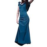Fortune Teller Vestido De Sereia Feminino Frente única Manga Curta Vestido Longo Renascentista Vestidos Vitorianos Azul XXG