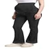 Foucome Jeans De Gestante Bootcut Stretch Flare Jeans Para Gravidez Flare Calça Jeans Boca De Sino Com Bolsos Preto P
