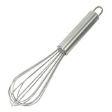Fouet Batedor Manual De Ovos Prateado De Aço Inox 22cm