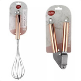 Fouet Batedor Ovos Clara E Espremedor De Alho Aço Inox Rose