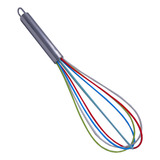 Fouet Fuê Batedor Claras Manual Fio Silicone Cabo Aço Inox