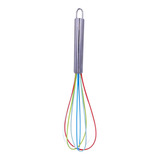 Fouet Fuê Batedor Claras Manual Fio Silicone Cabo Aço Inox