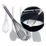 Fouet Fuê Batedor Manual Fio Silicone Cabo Aço Inox