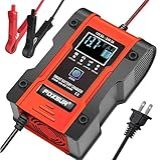 FOXSUR Nova Atualização Carregador De Bateria De Lítio Carregador De Bateria De Carro Inteligente Totalmente Automático De 12V 24V 6Amp Baterias De Lítio Baterias De Chumbo Ácido Cálcio Etc Man