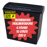 Fragmentadora Triturador Picotar Papel Documentos 10l 220v