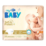 Fralda Carrefour My Baby P Soft Protect 34 Unidades Gênero Sem Gênero Tamanho Pequeno p