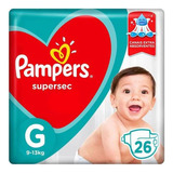 Fralda Descartável Infantil Pampers Supersec G Pacote 26 Unidades