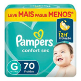 Fralda Pampers Confort Sec G 70 Unidades Gênero Sem Gênero Tamanho Grande g