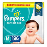 Fralda Pampers Confort Sec Tamanho M 196 Unidades Gênero Sem Gênero