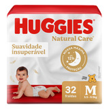 Fraldas Descartáveis Infantil Natural Care Tamanho M Pacote Com 32 Unidades De 5 5 A 9 5kg Huggies
