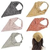 Framendino Pacote Com 5 Lenços Faixa De Cabelo Bandanas De Cabeça Bandana Cachecol Floral Acessórios De Cabelo Triângulo Elástico Faixa De Cabelo Feminina