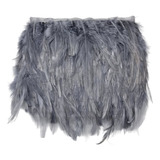 Franja De Plumas De Avestruz Pena Rabo De Galo Cinza 50 Cm